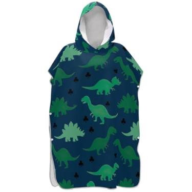 Imagem de Joisal Poncho de surfe para adultos trocador de roupa de banho com capuz bonito poncho masculino leve com capuz dinossauros verde marinho preto