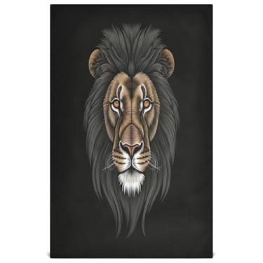 Imagem de Joisal Toalhas de mão de chá fofas toalhas de prato com estampa animal de leão preto para cozinha decorativa para lavar louças, absorvente macio, 45 x 71 cm, 6 pacotes