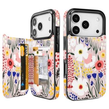 Imagem de Obbii Capa carteira compatível com iPhone 17 Pro com porta-cartões, capa flip traseira de couro PU com suporte para cartões para mulheres e meninas, capa com fecho magnético duplo de 6,3 polegadas