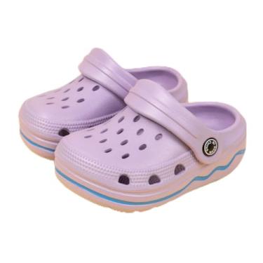 Imagem de Chinelo infantil infantil infantil meninos meninas bonito jardim tamancos chinelos chinelos chinelos leves verão crianças praia piscina jogar sapatos, Roxa, 19