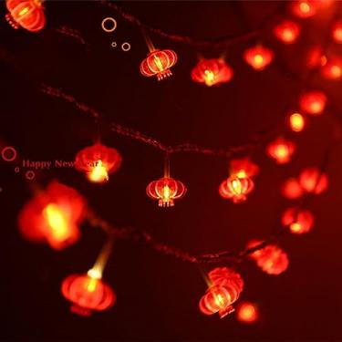 Imagem de ZJchao Luzes Chinesas Vermelhas da Corda da Lanterna, Grânulos Decorativos Luz do Diodo Emissor de Luz Com Escudo do Pvc para Parques Dos Jardins Dos Pátios (Sem borla 6 metros/19,7 pés 40)