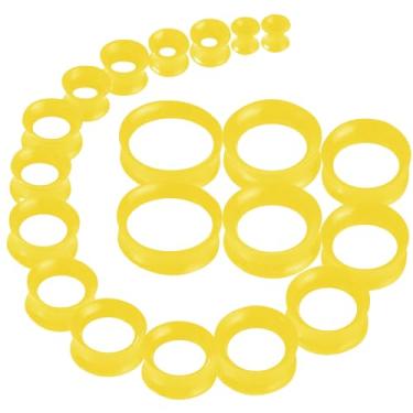 Imagem de WINSENET 20 manômetros de orelha de silicone 2G-25 mm flexíveis para túneis de orelha expansores macios alargadores de orelha alargadores de orelha túneis amarelos brincos piercings joias para homens