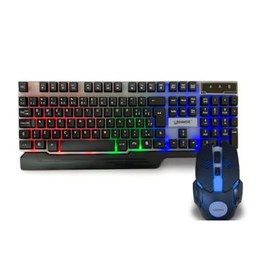 Imagem de Kit Teclado e Mouse Gamer Iluminação Led, 3200 DPI RGB, Teclado Semi Mecânico ABNT2, Mouse DPI Ajustável, Combo Gamer USB para PC e Notebook