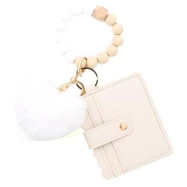 Imagem de IASINN Carteira feminina com chaveiro fofo, carteira feminina com bolso para moedas e porta-cartão de crédito pequena, Branco, ONE SIZE