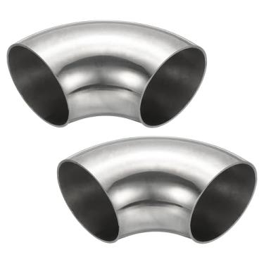 Imagem de PATIKIL 2 peças de cotovelo de curvatura de mandril de 90 graus, conector de tubulação de escape de aço inoxidável 304 para tubo de escape, corrimão de escada HVAC