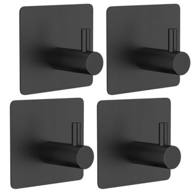 Imagem de 4 ganchos de toalha adesivos impermeáveis para limpar superfícies lisas, como banheiros, cozinhas, entradas, portas e armários.
