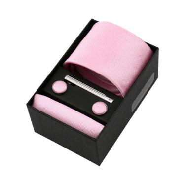 Imagem de Conjunto De Gravata Masculina De Luxo Em Cor Sólida Com Lenço De Bolso