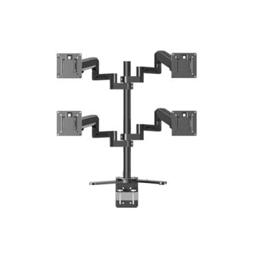 Imagem de BEGWVDJTP Monitor de quatro telas múltiplas emenda de tela dupla clipe de mesa instalação de perfuração suporte sem perfuração de mesa 27/32/40 polegadas