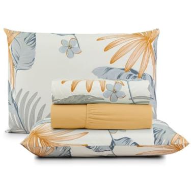 Imagem de Jogo de Cama Casal 4 Peças Micropercal 200 Fios Toque Aveludado com Elástico e Fronhas(ALABAMA,Casal)