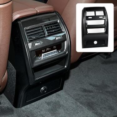 Imagem de Adesivo de capa de moldura AC para fileira traseira de carro, acabamento de decalque ABS estilo carbono, serve para acessórios BMW X5 G05 X5M F95 X6 G06 X6M F96 2019-2026 - com carregador USB-C NÃO