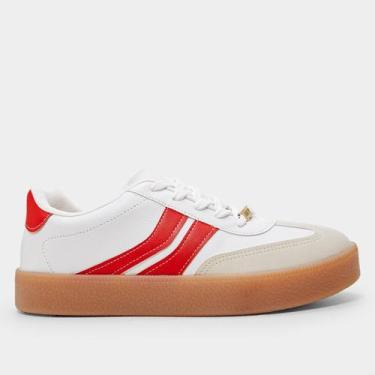 Imagem de Tênis Vizzano Básico Feminino, Branco, Vermelho, 37