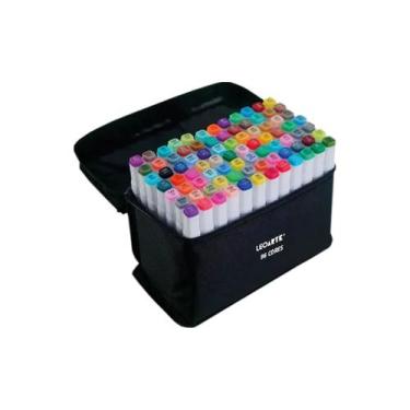 Imagem de Caneta Marcador Dual Tip Profissional e Artistico Estojo Tecido com 96