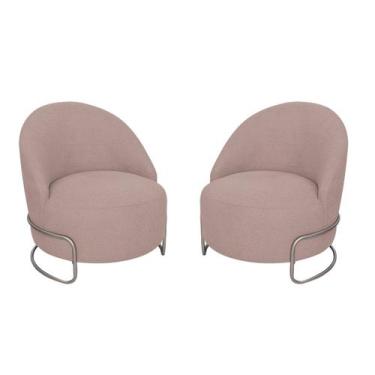 Imagem de Kit 02 Poltronas Luxo Decorativa Tulipa Bouclé - Doce Sonho Móveis, Ro