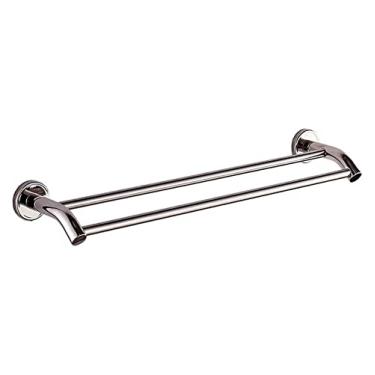 Imagem de 3FLQOOPP Toalheiro toalheiro barra de toalha dupla, para banheiro haste dupla de aço inoxidável montado na parede acabamento polido toalheiro barra suporte de toalha ferragens de banheiro/prata/60 cm