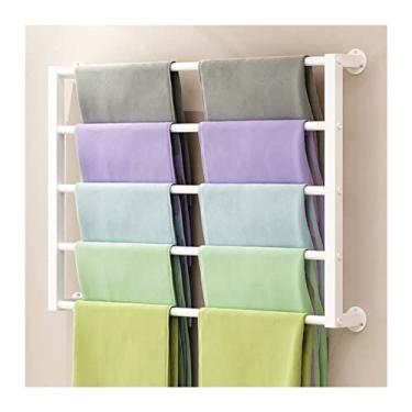 Imagem de HHHJQFAAT Organizadores de armazenamento de metal de 5 camadas montados na parede, papel de embrulho/organizador de fita de artesanato para lenço de seda, xale, calça (cor: preto, tamanho: 60 cm/23,6