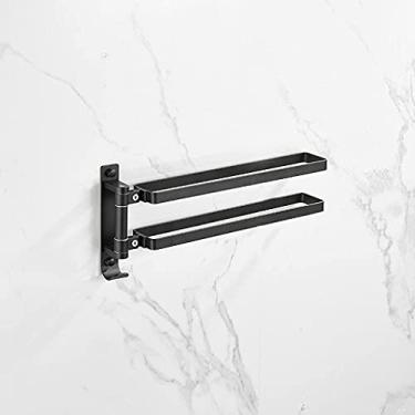 Imagem de 3FLQOOPP Toalheiro giratório de várias camadas montado na parede com espaço prateleira de alumínio suporte de toalha de banheiro e chinelo para organização e armazenamento