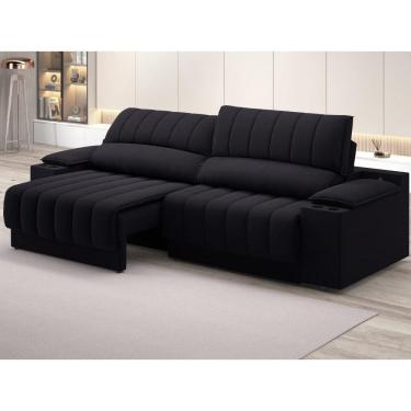 Imagem de Sofá com Porta Copos Carregador USB Ret Rec Murano 2,00m Velosuede - NETSOFAS