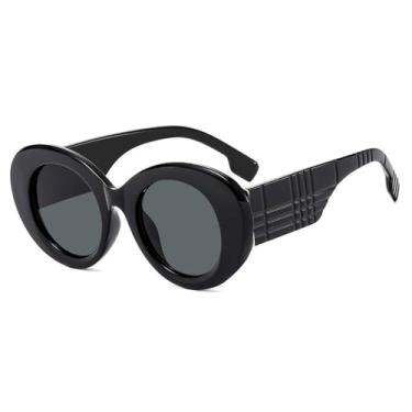 Imagem de Óculos de Sol Redondos Oversized Unissex Estilo Punk com Proteção UV400 para Esportes ao Ar Livre, Corrida e Ciclismo, Preto e Cinza