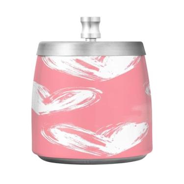 Imagem de STAYTOP Cinzeiro adorável amor com tampa, aço inoxidável à prova de vento, sem fumaça, cinzeiro grande para uso ao ar livre para decoração de escritório em casa