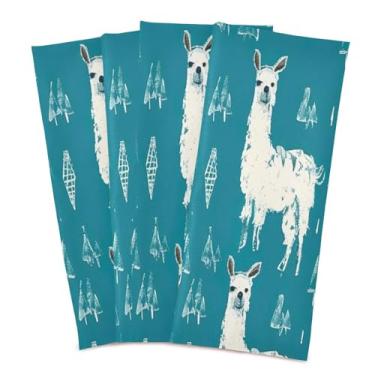 Imagem de Wassud Toalhas de cozinha adoráveis toalhas de prato de alpaca pacote com 4 panos de prato macios com laço para pendurar toalha de mão de secagem rápida super absorvente toalhas de chá de mesa