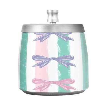 Imagem de STAYTOP Cinzeiro de arco listrado com tampa, aço inoxidável à prova de vento, sem fumaça, cinzeiro grande para uso ao ar livre para decoração de escritório em casa