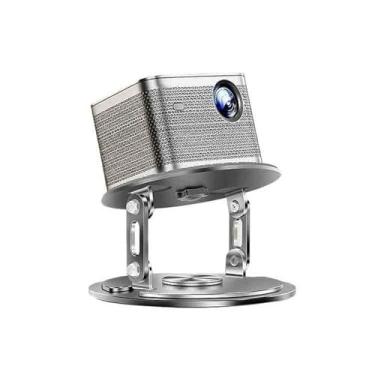 Imagem de KHUTRW3D Suporte para projetor de mesa Suporte de projetor giratório de 360 graus Suporte de metal universal para escritório, casa, base de cabeceira, mesa de colocação (preto)