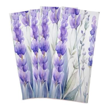 Imagem de Wassud Toalhas de cozinha lavanda e borboleta panos de prato de cozinha pacote com 4 panos de prato macios com laço para pendurar toalha de mão super absorvente de secagem rápida toalhas de chá de