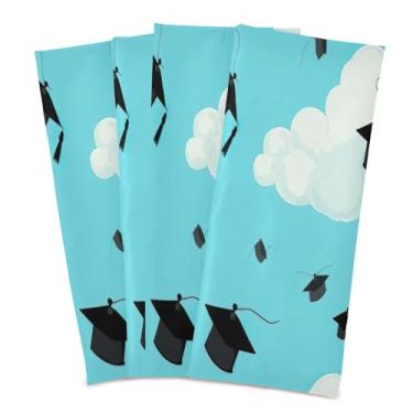 Imagem de Wassud Toalhas de cozinha bonés flutuantes de formatura toalhas de prato de cozinha pacote com 4 panos de prato macios com laço para pendurar toalha de mão super absorvente de secagem rápida toalhas