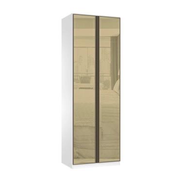 Imagem de Guarda Roupa Modulado 2 Portas 2 Cabideiros 80cm Prime Com Vidro Reflecta Bronze Luciane Móveis