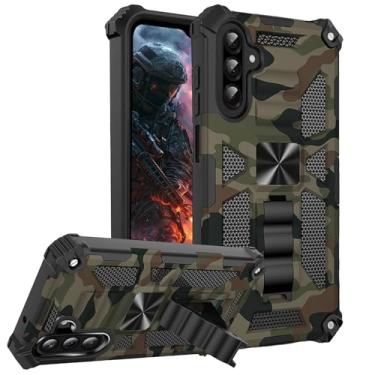 Imagem de Fofvccv Capa para Samsung Galaxy A57 com design de camuflagem com suporte para homens, capa de proteção camuflada resistente à prova de choque de grau militar para Galaxy A57 MC verde exército