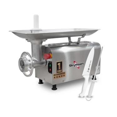 Imagem de Picador Moedor De Carne Açougue Profissional 0,5cv Boca 10 Ps-10m 127v Skymsen + Faca + Chaira 127v