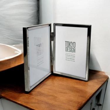 Imagem de Porta Retrato Duplo Metalizado 10X15cm Moldura para Fotos - Tokyo Desi