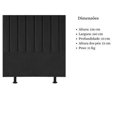 Imagem de Cabeceira Estofada De Cama Casal Queen 160 Cm Mavie Corino Cor:preto