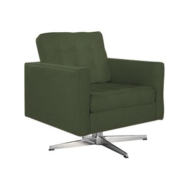 Imagem de Poltrona Fk Giratória Linho Verde Base Alumínio