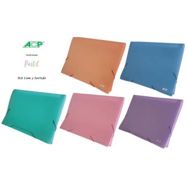Imagem de Pasta Sanfonada A4 12 Div. Sortido Pastel 1727 Kit Com 5 ACP