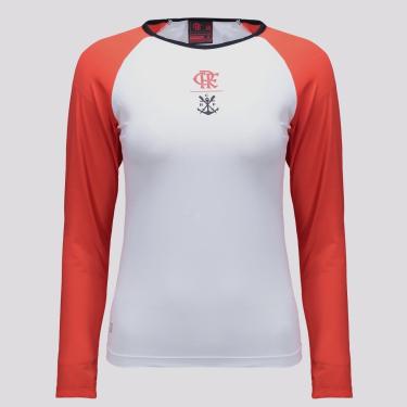 Imagem de Camisa Manga Longa Flamengo Plaga Feminina Branca-Feminino