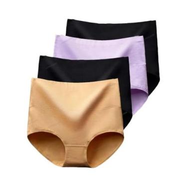 Imagem de Calcinhas De Algodão De Cintura Alta plus Size Para Mulheres, Cuecas M