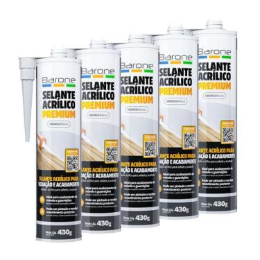 Imagem de Kit Com 5 Selantes De Acrílico Vedação Premium Barone 430g