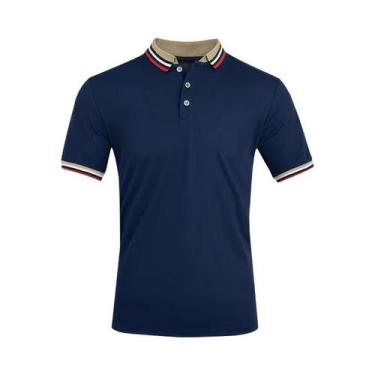 Imagem de Camisa Polo Listrada De Algodão Respirável Para O Verão Masculina Casu