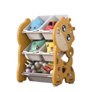 Imagem de Bau Infantil Organizador De Brinquedos Estante Caixa Multiuso Armario Porta Treco Quarto Bebe Girafa Amarelo