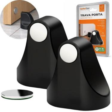Imagem de Kit 2 Trava Porta Magnético Fixador Adesivo 3m Comfortdoor cor:preto -