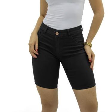 Imagem de Shorts Jeans Feminino Ciclista Até o Joelho Com Elastano Modeladora Le