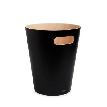 Imagem de Lixeira Para Escritorio Em Madeira Natural 7,5L Preta Umbra