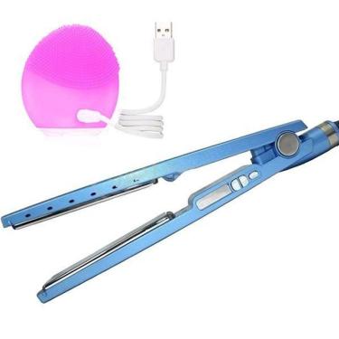 Imagem de Kit 1 Prancha Nanotitanium + 1 Esponja Facial Rosa Bebê Nº10