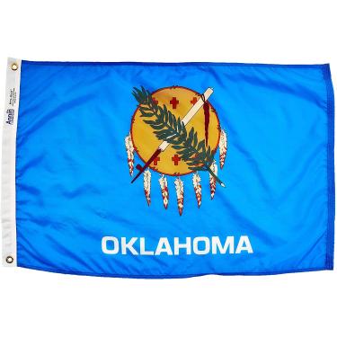 Imagem de Annin Flagmakers Modelo 144350 Bandeira de Oklahoma Nylon SolarGuard NYL-Glo, 0,6 x 0,9 m, 100% feito nos EUA para especificações de design oficial