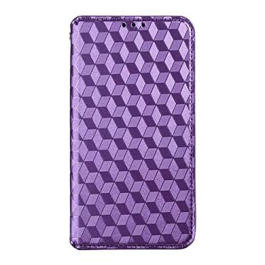 Imagem de DENSUL Capa de couro para iPhone 14/14 Pro/14 Plus/14 Pro Max, capa carteira da moda, slots magnéticos para cartão com suporte capa protetora à prova de choque, roxa, 14 Plus 6,7 polegadas