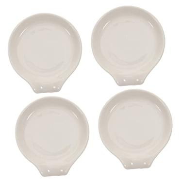 Imagem de Cabilock 4 Pcs Descanso De Colher De Cerâmica Descanso De Colher De Café Porta Colher Para Fogão Porta Colher De Ceramica Resto De Concha De Espátula Pás Almofada Branco Tampa Da Panela