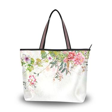Imagem de Bolsa de ombro My Daily Women com flores em aquarela e primavera, Multi, Large