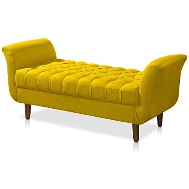 Imagem de Recamier Puff Banco Namoradeira Sofá Sala 2 Lugares 150cm Grécia Suede Amarelo - DL Decor
