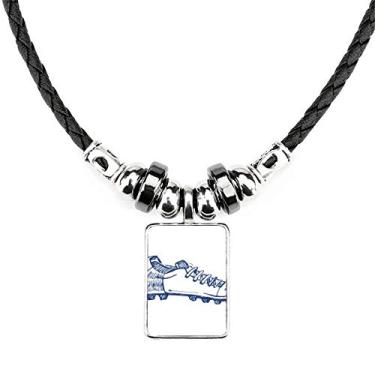 Imagem de DIYthinker Tênis de futebol de desenho animado com padrão azul, bijuteria, pingente de corda de couro